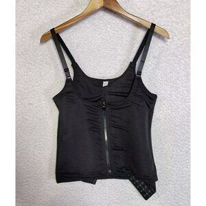 Blitz Moda Rib Neck Waist Trainer Body Shaper Vest Tank Top XL Black